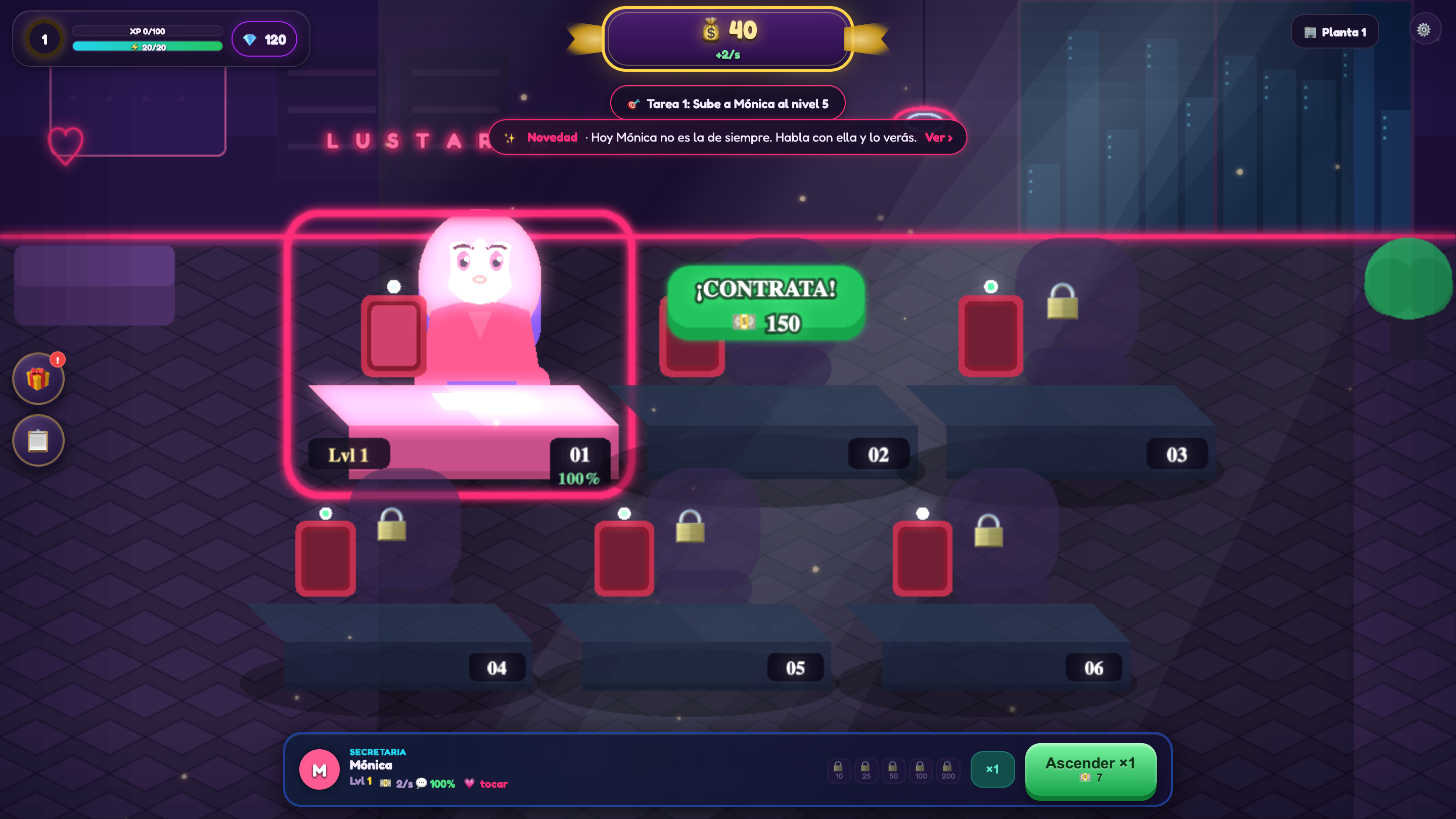 Captura del prototipo del juego Lustaria